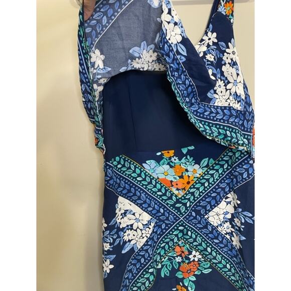 Maeve Anthropologie Womens Tisana Blue Floral Print Sleeveless Dress Sz 10 - Picture 9 of 10